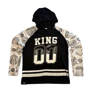 Switch Remarkable King 00 Money Print Raglan Hoodie T-Shirt Mens Size Large